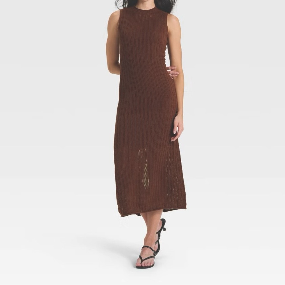 A New Day Brown Knit Midi Dress | Size XS NWOT